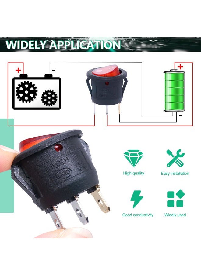 Twidec /6Pcs AC 6A 125V 10A 250V SPST 3 Pins 2 Position ON/Off Red and Green LED Light Illuminated Round Boat Rocker Switch Toggle（Quality Assurance for 1 Years）KCD1-5-101NRG - Image 4