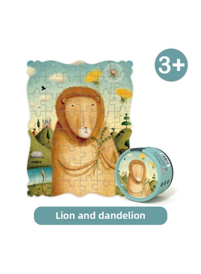 لعبة ألغاز متقدمة للأطفال من ميدير ميلو، ألعاب تعليمية معرفية للتعليم المبكر للأطفال للأولاد والبنات من عمر 1 إلى 8 سنوات، اللون: صورة حيوان-md3117 أسد وهندباء - Image 1