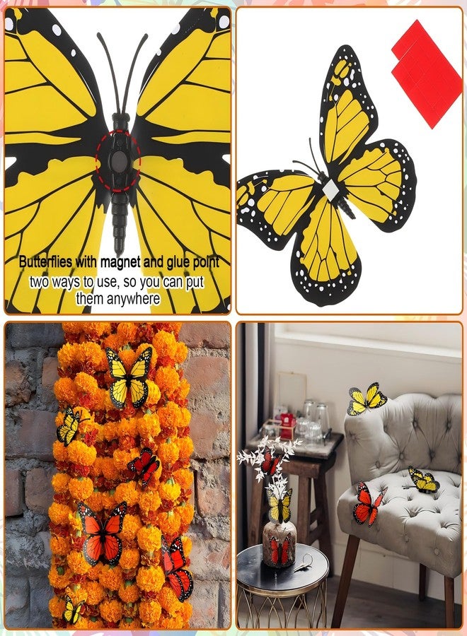واي دريس 4 أحجام ديكور فراشة الملك ديكور جداري هالوين ملصق مغناطيسي ثلاثي الأبعاد على شكل فراشة الملك للمنزل والحرف اليدوية وجدار الزفاف وغرفة النوم وديكور عيد الأم (أصفر، قرمزي، برتقالي، أحمر، 32 قطعة) - Image 5