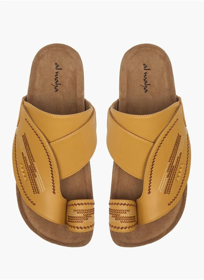 Al Waha Men Textured Slip-On Arabic Sandals with Toe Loop