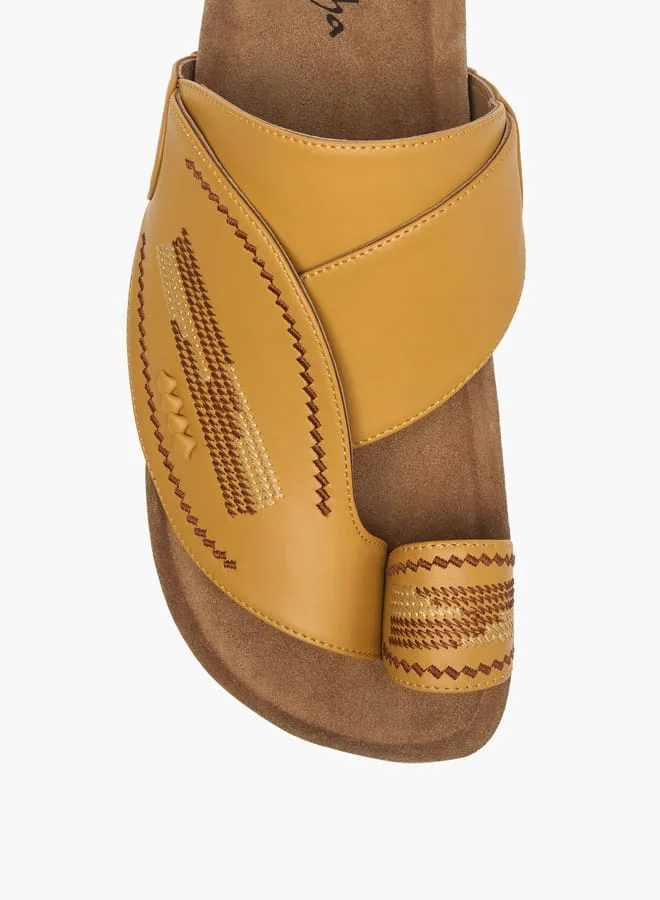 Al Waha Men Textured Slip-On Arabic Sandals with Toe Loop