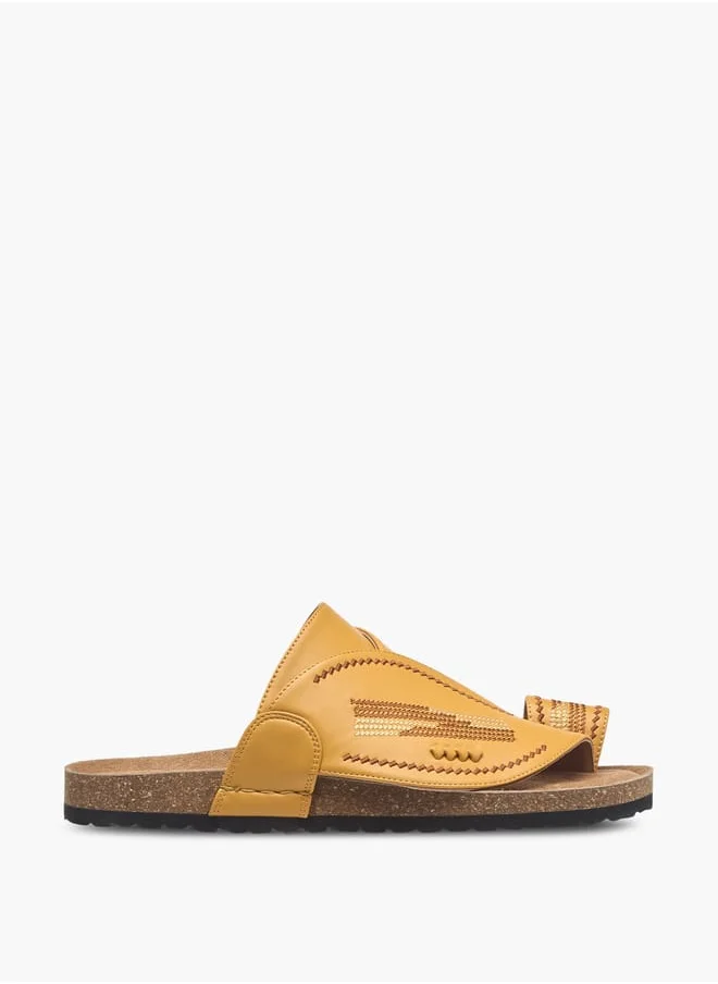 Al Waha Men Textured Slip-On Arabic Sandals with Toe Loop