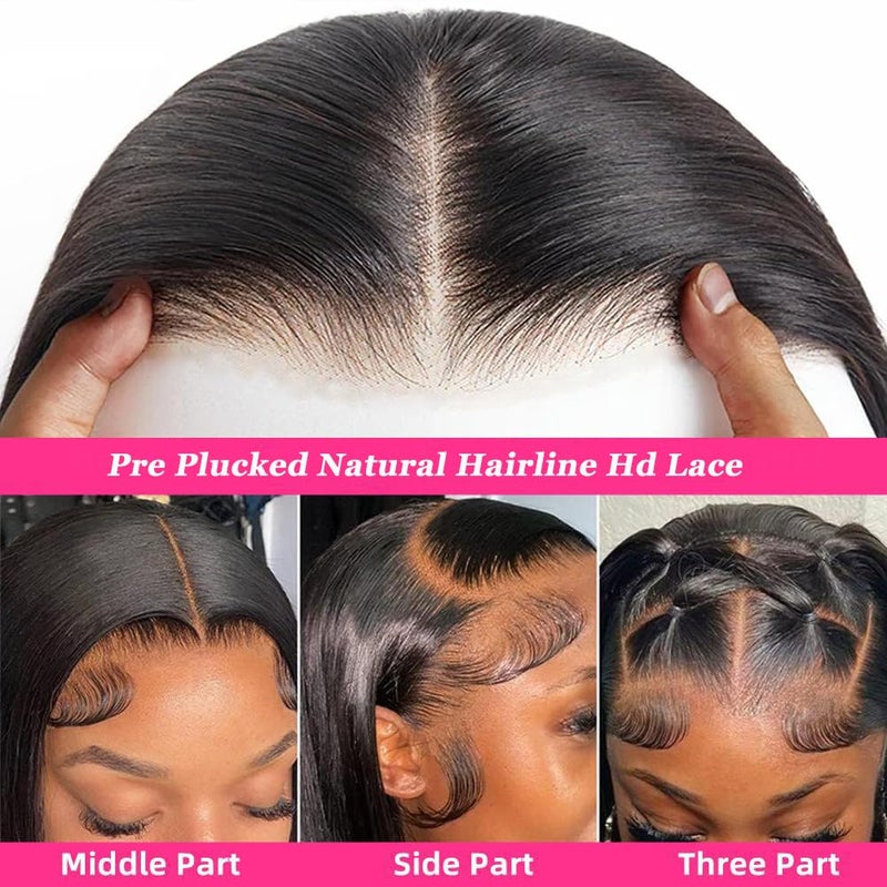 Superfect Bob Wig Human Hair 13x4 Lace Front Wigs Human Hair Pre Plucked 14 Inch Straight HD Lace Frontal Short Glueless Wigs for Women with Baby Hair 180% Density Natural Black Color - Image 5