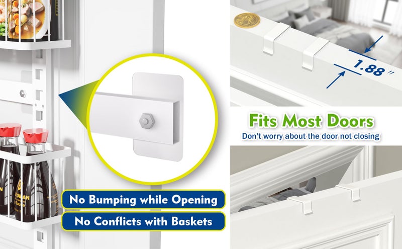 EVERIE 9-Tier Over the Door Storage Rack, Metal Hanging Organizer with Heightened Plate Bottom Baskets and Enlarged Hanging Slots, Kitchen Pantry Shelves - Image 4