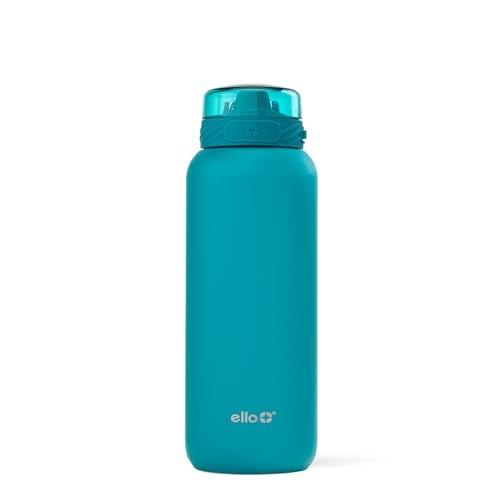 Ello Cooper 32oz Stainless Steel Water Bottle with Straw and Carry Handle, Double Walled and Vacuum Insulated Metal, Leak Proof Locking Lid with Soft Silicone Spout, Reusable, BPA Free, Antigua - Image 1
