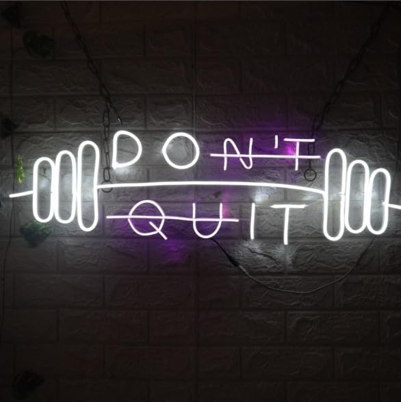 Wall Mitra Wall Mitra Dont Quit neon SignDont Quit led SignDont Quit neon LightGym neon SignFitness neon SignGym Shop Logo Light Signdumbbel neon Sign30x18 PurpleWhite  - Image 1