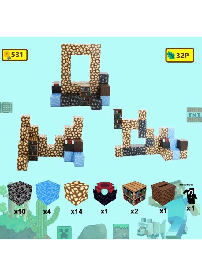 My Magnetic World Building Blocks Strong Magnetic Geometry Building Blocks Strong Magnetic Toys Puzzle Toys 2.0 Magnetic Squares-Color:531-heaven Gate-32 Capsules (20mm Eight Strong Magnets)  - Image 1