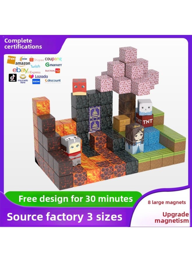 My Magnetic World Building Blocks Strong Magnetic Geometry Building Blocks Strong Magnetic Toys Puzzle Toys 2.0 Magnetic Squares-Color:531-heaven Gate-32 Capsules (20mm Eight Strong Magnets)  - Image 2