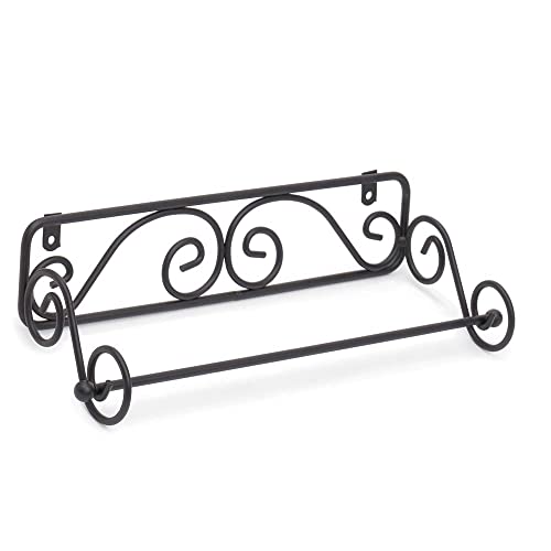 Home Basics Steel WallMounted Paper Towel Holder Black by Home Basics  Scroll Design Kitchen Paper Towels Holder  Fits Standard and JumboSized Towels  SpaceSaving Design