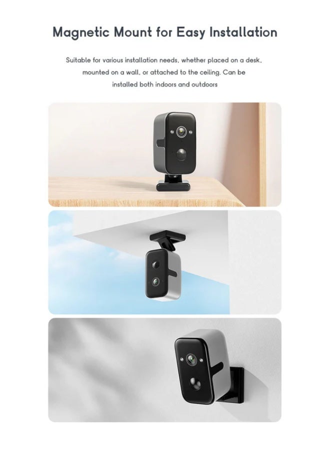 كروني كاميرا Crony F7w منخفضة الطاقة مزودة بخاصية واي فاي وكاميرا أمان بدقة 2K مع بطارية 5200 مللي أمبير في الساعة، رؤية بانورامية بزاوية 180 درجة، رؤية ليلية ملونة، كشف الإنسان، داخلي وخارجي - Image 2