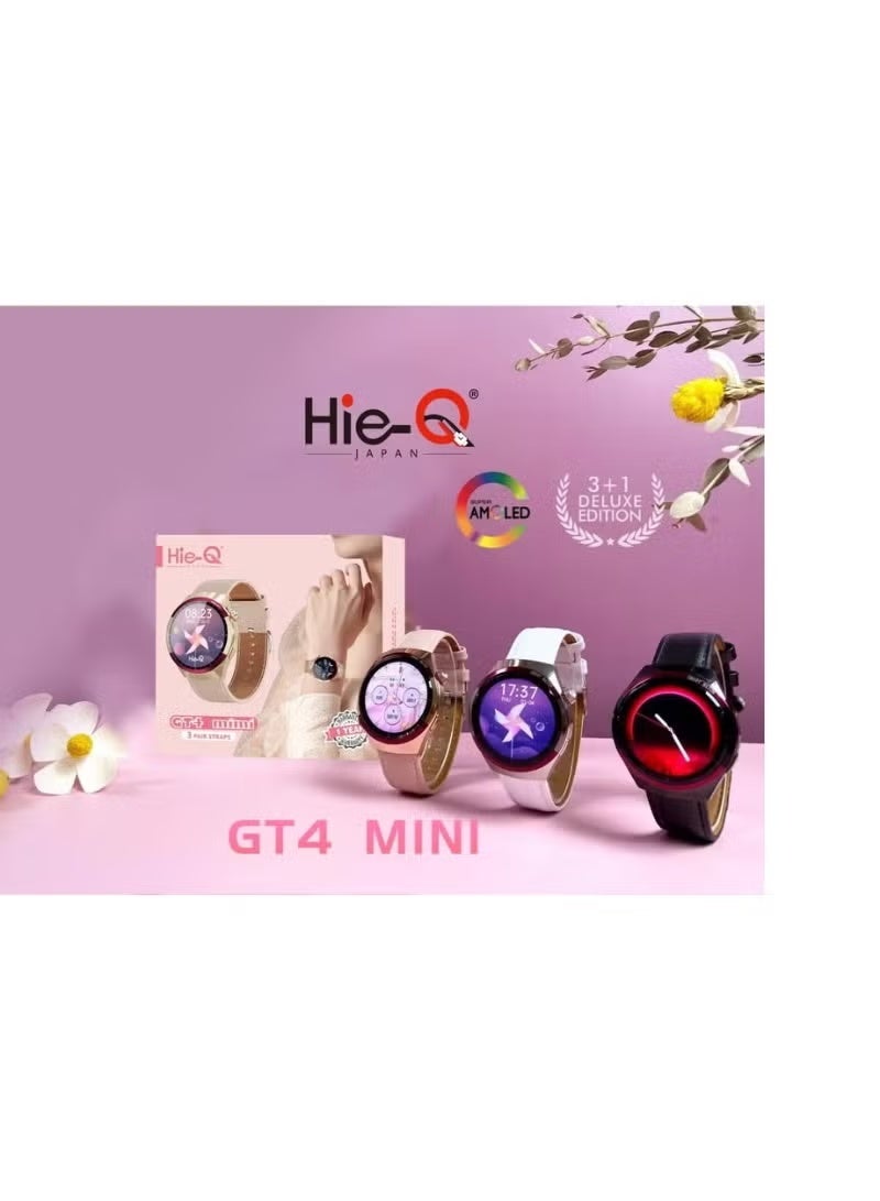 GT4 Mini Smartwatch with AMOLED Touchscreen, Health & Fitness Tracker, Waterproof Design, Multi-Sports Modes, Heart Rate & Sleep Monitoring, Step Counter, Calorie Tracker, Compatible with Android & iOS, Lightweight Stylish Smartwatch for Daily Use and Fitness