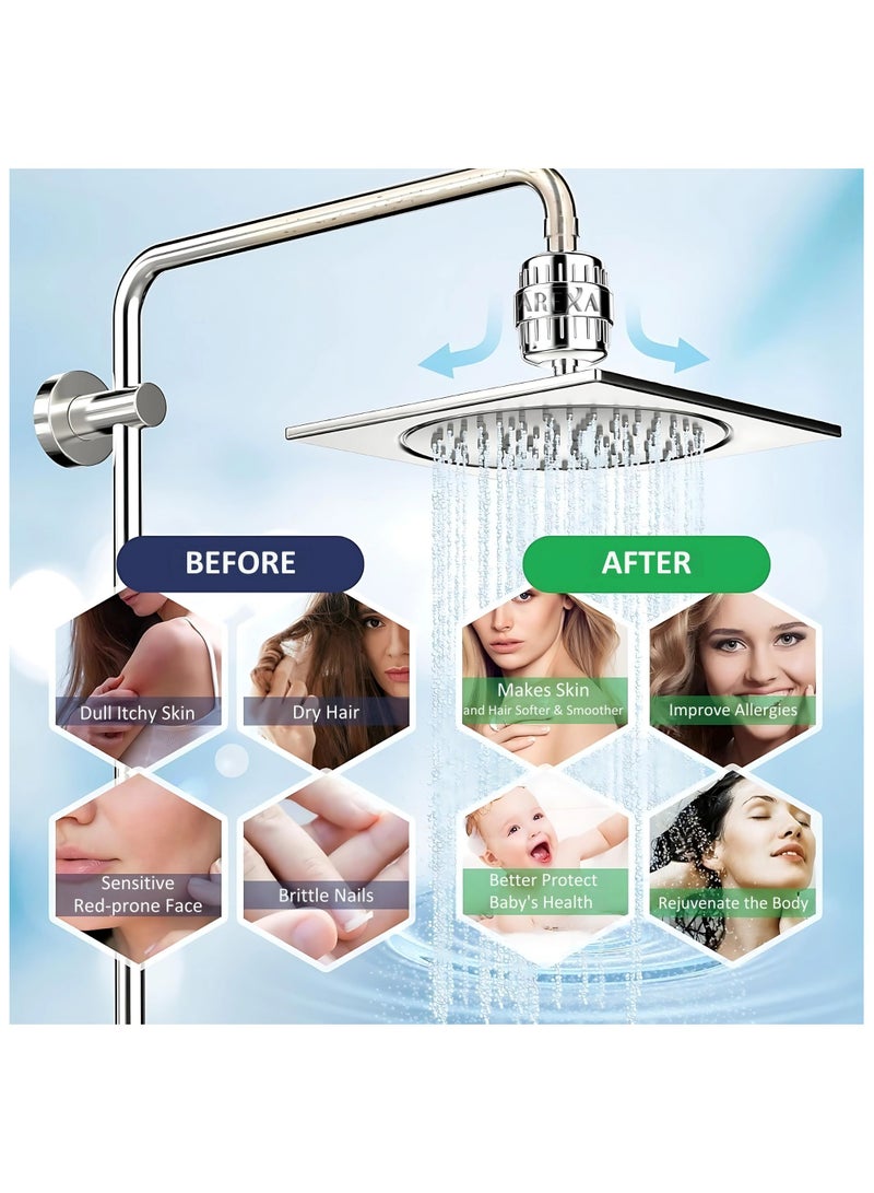 أريكسا فلتر دش AREXA، فلتر دش من 20 مرحلة للمياه العسرة، مع خرطوشتين قابلتين للاستبدال لإزالة الكلور والفلورايد، كروم مصقول - Image 4