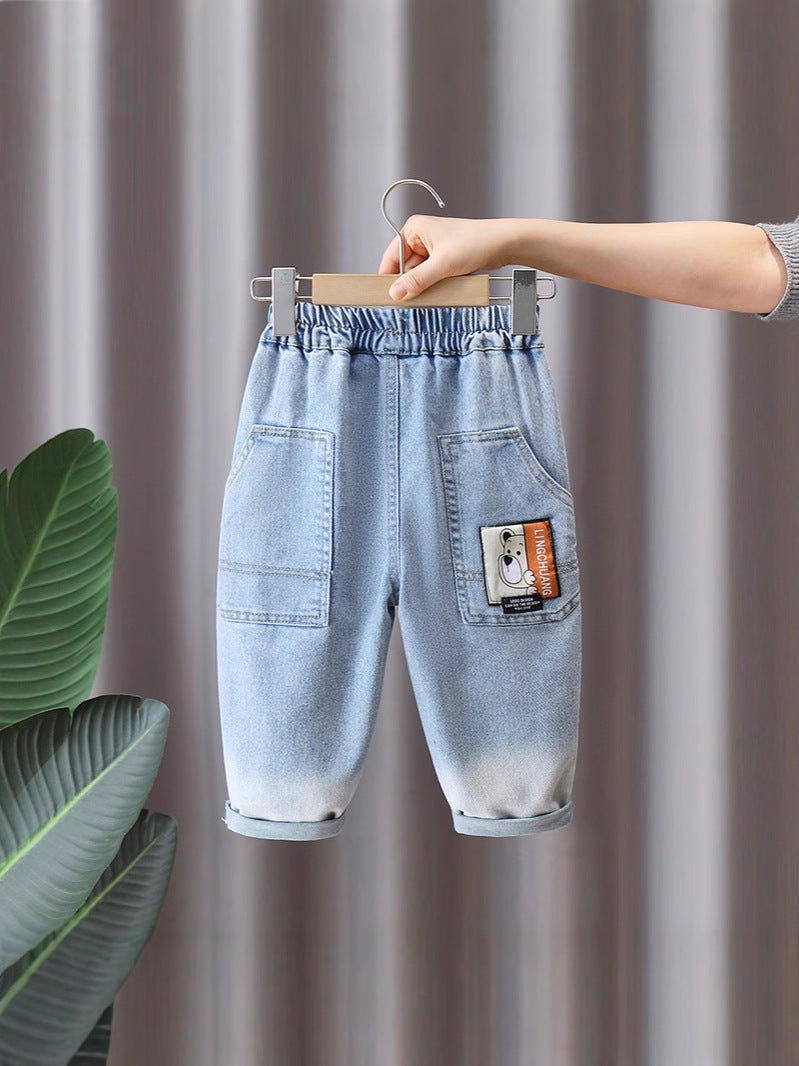 7638 Boys Jeans Outer Wear Children'S Spring Fashionable Casual Pants Spring Pants - Image 2