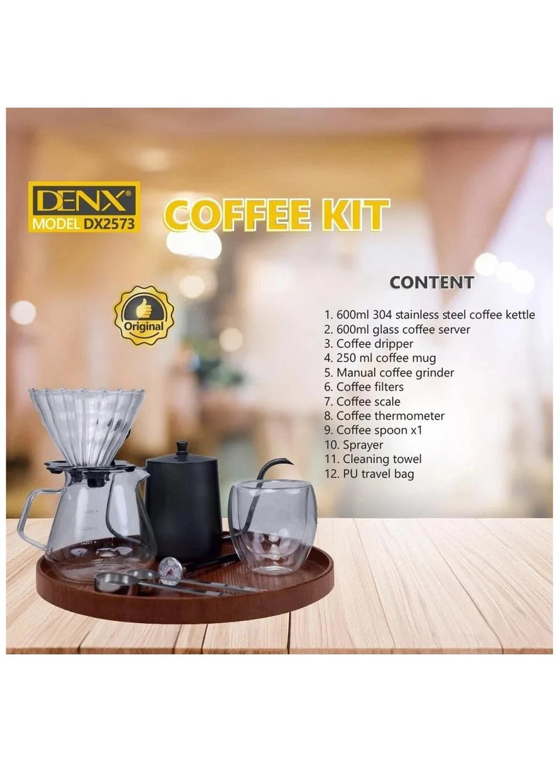 Denx DENX Coffee Kit Model DX2573 - 12 in 1 | Complete Portable Coffee Making Set  - Image 2