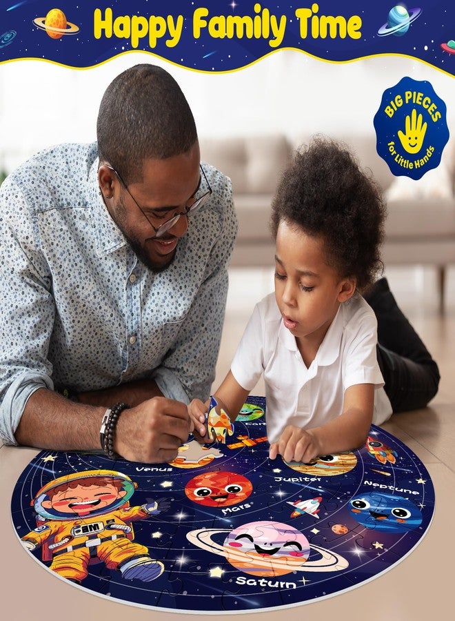 ZIZZ Puzzle for Kids Ages 4-6: Glow in The Dark Solar System Jigsaw Puzzles 70 Piece Space Planets Large Floor Puzzle for Kids 3-10 Years Old Educational Toy Gift for Boys Girls Birthday Christmas - Image 5