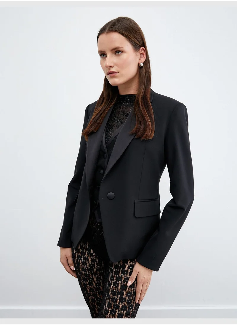 كوتون Pocket Detail Single Buttoned Blazer Jacket