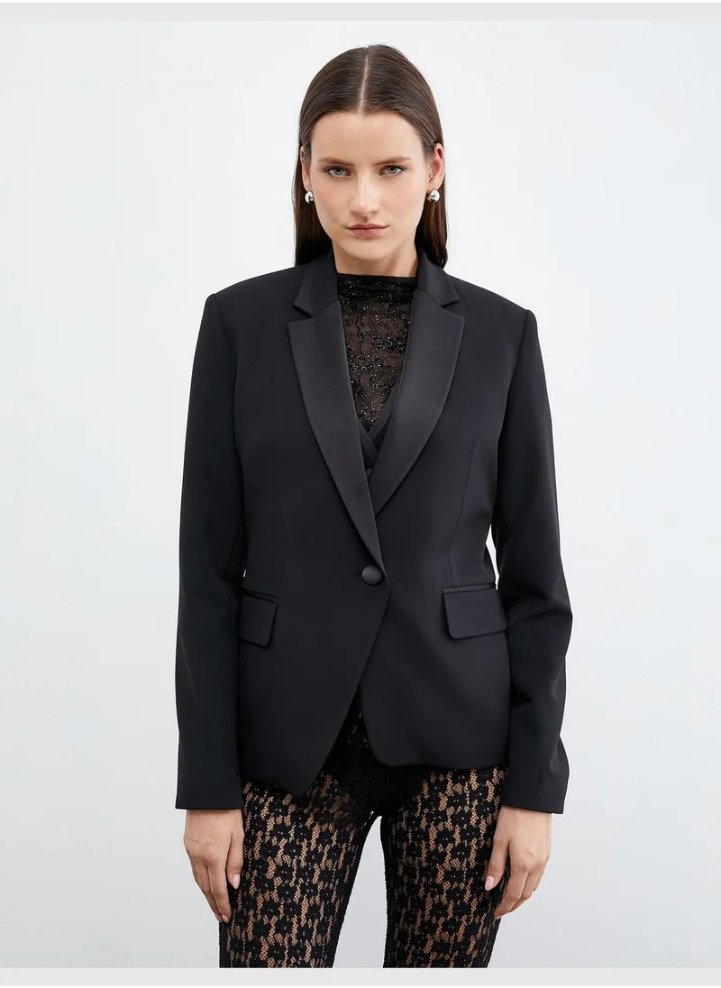 KOTON Pocket Detail Single Buttoned Blazer Jacket