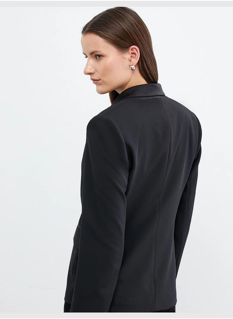 KOTON Pocket Detail Single Buttoned Blazer Jacket