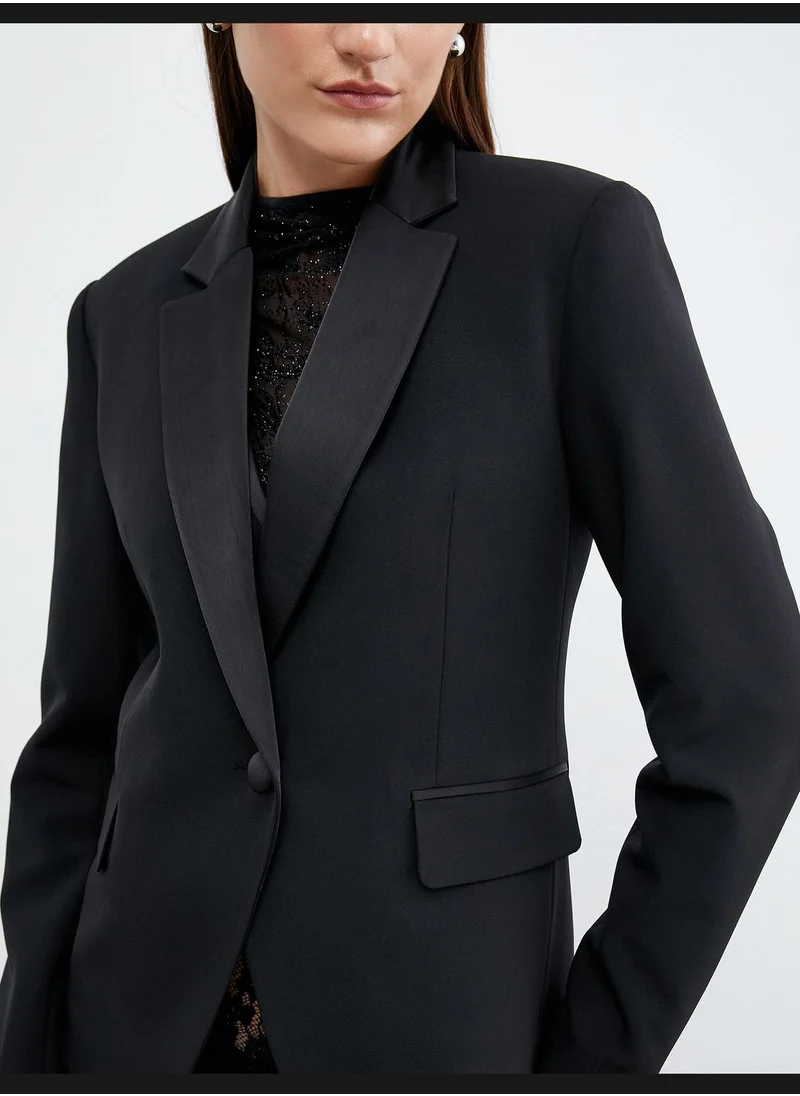 KOTON Pocket Detail Single Buttoned Blazer Jacket