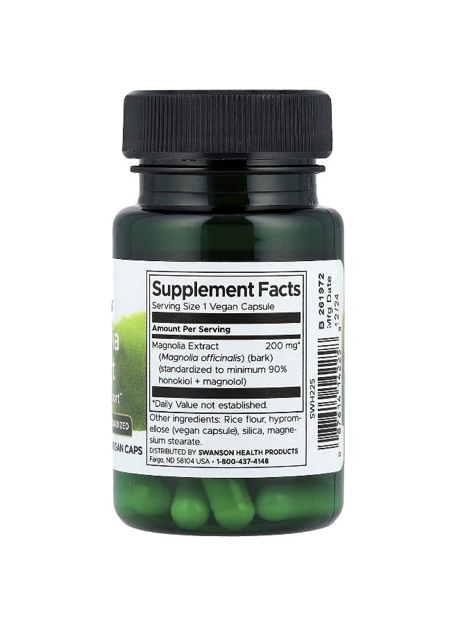 Swanson, Magnolia Extract, 200 mg, 30 Vegan Caps - Image 2