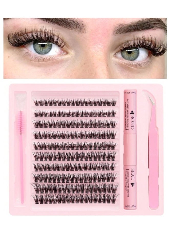 مجموعة رموش لاصقة ذاتية اللصق، رموش صناعية على شكل حرف C، رموش صناعية مسبقة اللصق، ملقط رموش لاصقة، فرشاة رموش، أداة مكياج، مجموعة رموش ناعمة مع ملقط للمبتدئين، مجموعة تمديد رموش صناعية بدون غراء من 10 إلى 16 مم، 180 قطعة - Image 1