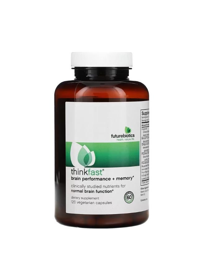 فيوتشر بايوتكس Thinkfast Brain Performance  Memory 120 Vegetarian Capsules - Image 1