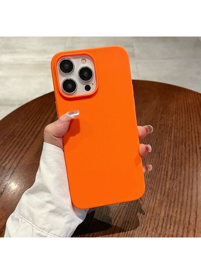 NIBEMINENT Minimalist Solid Matte Soft Shell Protective TPU Case Cover For iPhone 15 Plus, Orange