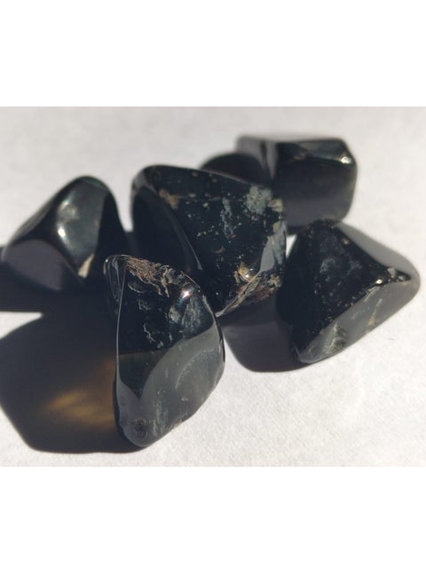 Natural form Black Onyx Gemstone Pieces, Assorted Sizes and Colors, Set of 3
