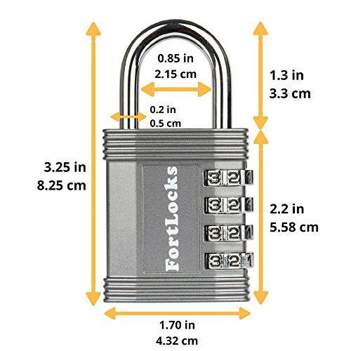 FortLocks Padlock - 4 Digit Combination Lock for Gym Outdoor & School Locker, Fence, Case & Shed – Heavy Duty Resettable Set Your Own Combo – Waterproof & Weatherproof (2 Pack - Silver) - Image 2