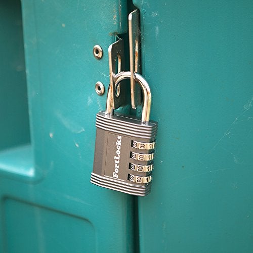 FortLocks Padlock - 4 Digit Combination Lock for Gym Outdoor & School Locker, Fence, Case & Shed – Heavy Duty Resettable Set Your Own Combo – Waterproof & Weatherproof (2 Pack - Silver) - Image 3