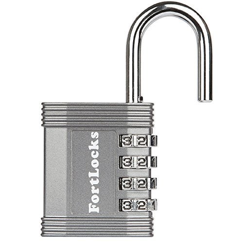 FortLocks Padlock - 4 Digit Combination Lock for Gym Outdoor & School Locker, Fence, Case & Shed – Heavy Duty Resettable Set Your Own Combo – Waterproof & Weatherproof (2 Pack - Silver) - Image 5