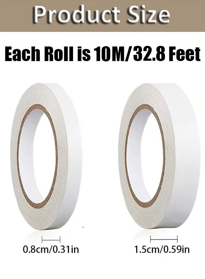 Double Sided Tape, 4 Rolls Multipurpose Adhesive Sticky Tape, Double Sided Sticky Craft for DIY Craft, Gift, Photos, Documents, Card Making (Wide 0.31inch/0.6inch, 32.8ft Long) - Image 2