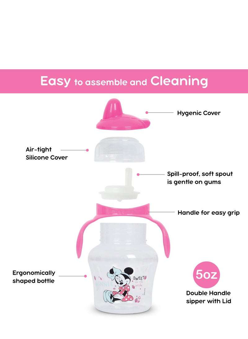 Disney - Disney Minnie Mouse Sippers For Babies And Toddlers With Straw Spill Proof Straw, Soft Duckbill Spout, Cup With Removable Handle, (Official Disney Product) - Image 1