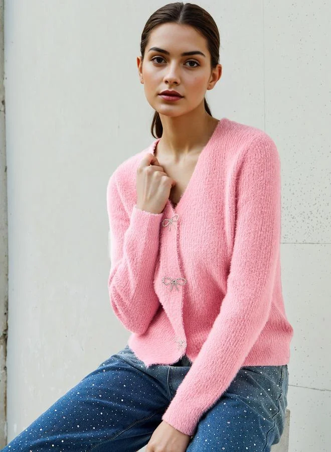 تواكستريمز كارديجان بأزرار مزين بفيونكة