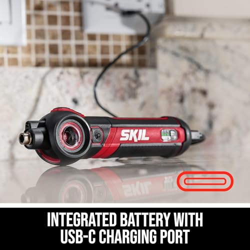 SKIL Twist 2.0 Rechargeable 4V Screwdriver with Pivoting Head, Torque Setting, USB-C Charging Cable, 28 PC Bit Set & Carrying Case- SD5619-02 - Image 4