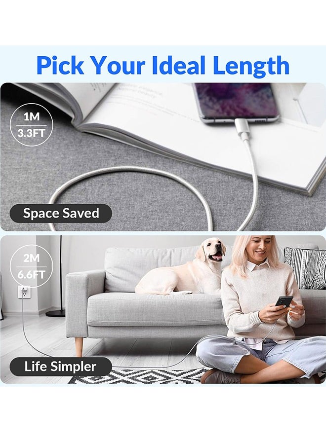 صورة العالمة كيبل USB سي إلى مضفر 60 واط سلك شحن أسرع لتوصيل الطاقة بطول 2 متر متوافق مع ايفون 15 15 برو 15 بلس 15 ماكس ايباد ميني ماك بوك اير أبيض  - Image 5