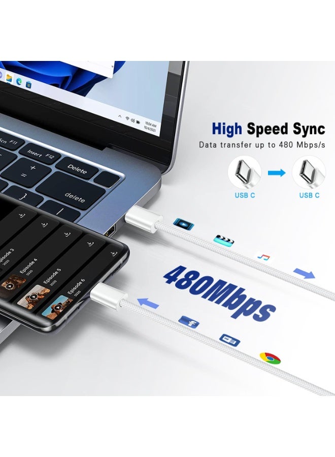 صورة العالمة التوافق الشامل: يتميز كابل USB-C إلى USB-C بتوافق واسع ومرن مع iPhone 18 Pro / 18 Pro Max / 17 / 17 Pro / 17 Pro Max / 17 Air / 16 / 16 Pro / 16 Pro Max / 15 / 15 Pro / 15 Plus / 15 Pro Max، وiPad Mini / Pro، وMacBook Pro / Air، وأجهزة Samsung Galaxy وغيرها، كما يدعم جميع الأجهزة المزودة بشواحن USB-C بتقنية PD. - Image 5