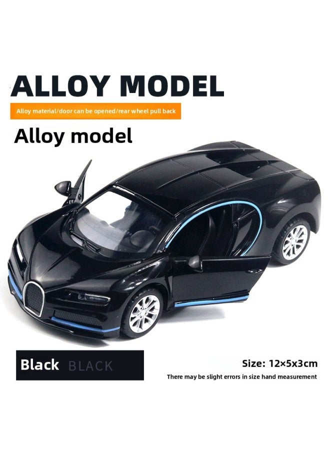 Bagged Simulation Alloy Car Model Sports Car Model Door Opening Back Force Boys And Children's Toys Car Ornaments Cross Border-Color:Two-door Cloth Bright Black - Image 1