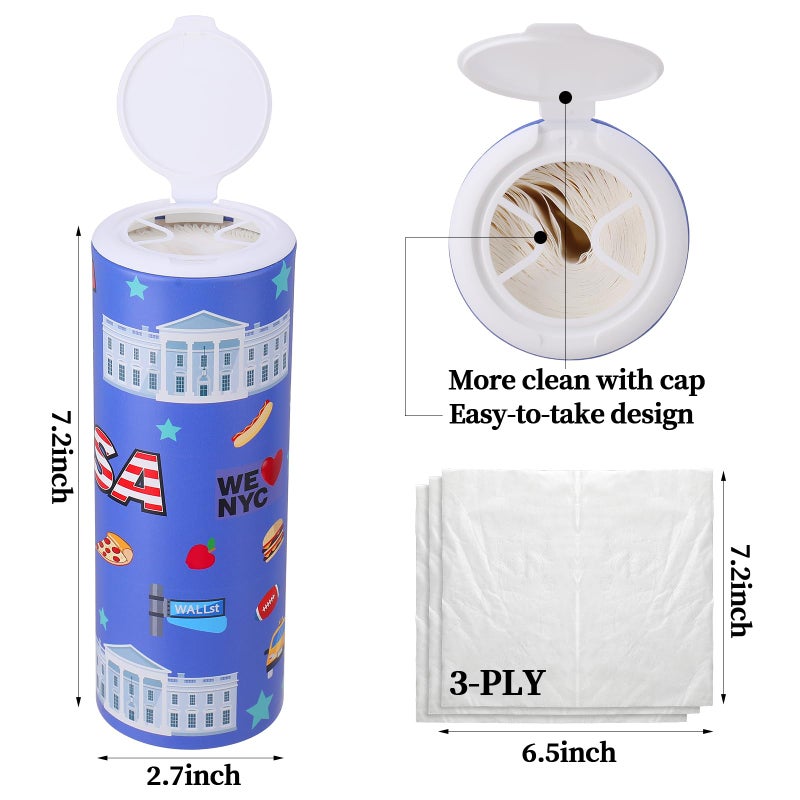 CarsonWorks Car Tissues Cylinder 4 Packs Round Tissue Box Holder Perfect for Car Cup Holder, Refill Car Tissue Box Round Container with Refill Tissues for Car Bathroom Office - Image 2
