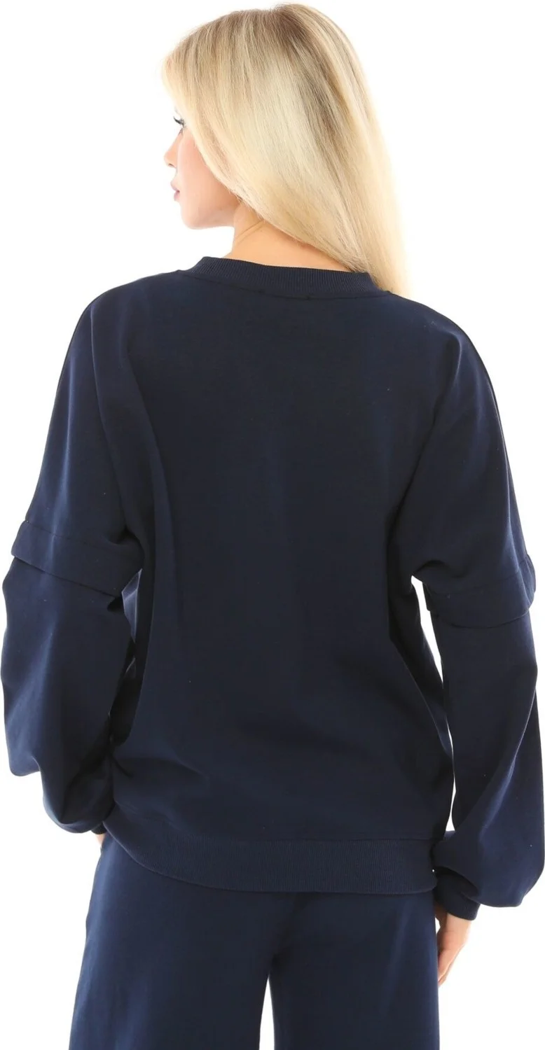 Defy's Women's Oversize Sweat Sleeve Detail Navy Blue