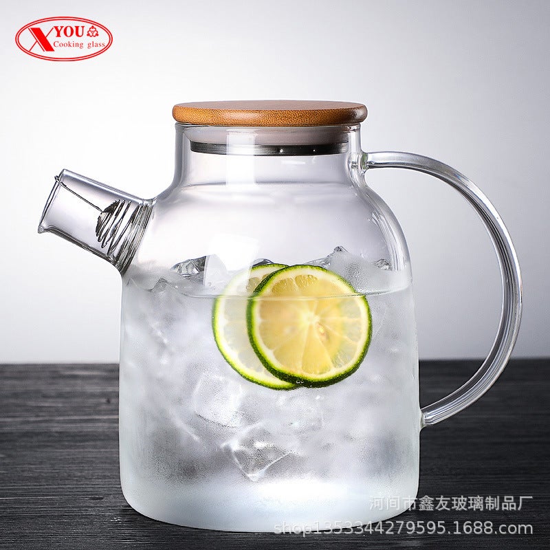 general Thick Glass Teapot with Bamboo Lid for Hot or Cold Beverages, Household Water Kettle - Image 3