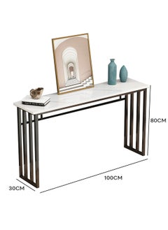 Sharpdo Sharpdo Console Table for Entryway, Narrow MDF Sofa Table With Marble Design, Couch Table for Hallway & Living Room 100*30*80 cm  - Image 4