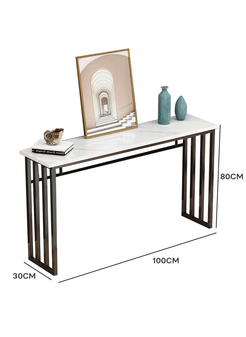 Sharpdo - Sharpdo Console Table for Entryway, Narrow MDF Sofa Table With Marble Design, Couch Table for Hallway & Living Room 100*30*80 cm - Image 1