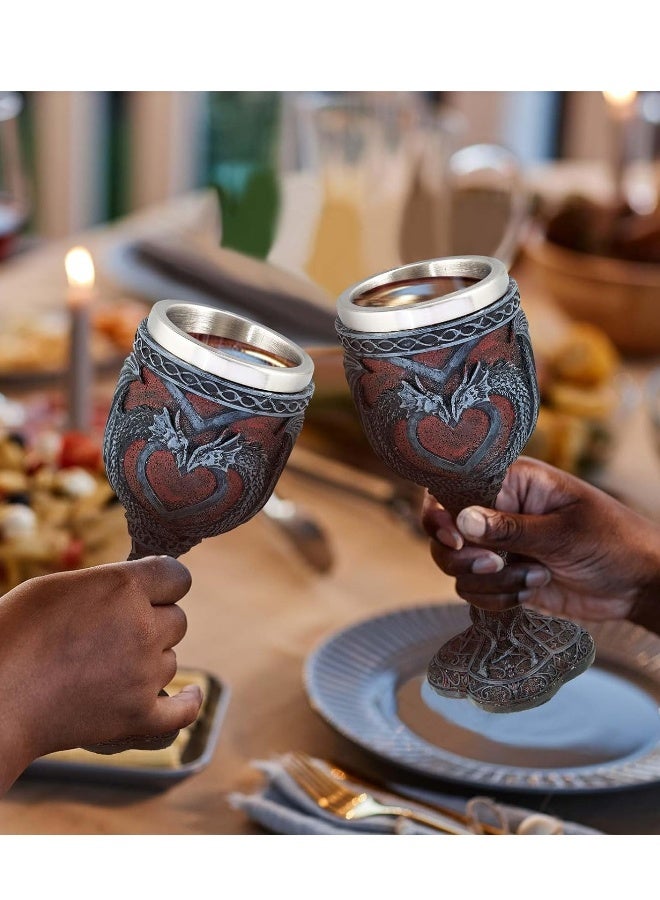 Medieval Dragon Wine Goblet, Dragons Wine Chalice  Resin Dragon Cup Wine Glass Romantic Stainless Steel Drinking Cup Presents, Idea Goods for Game of Thrones 7 oz - Image 5