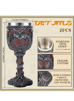 Generic Medieval Dragon Wine Goblet, Dragons Wine Chalice  Resin Dragon Cup Wine Glass Romantic Stainless Steel Drinking Cup Presents, Idea Goods for Game of Thrones 7 oz  - Image 3