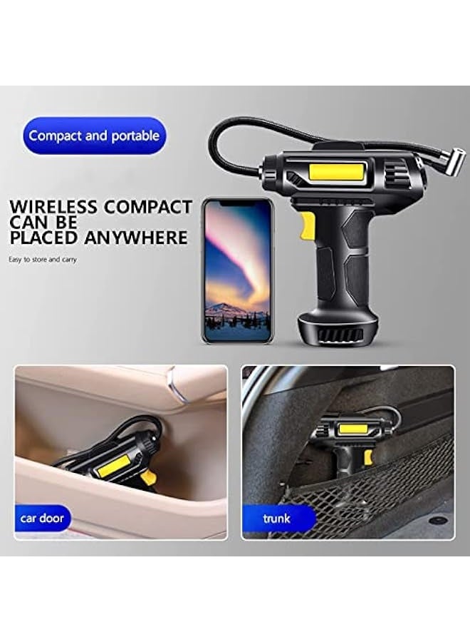Tire Inflator, Rechargeable Lithium Ion Battery Portable Handheld Fast Inflation Auto Tire Pump with Digital Pressure Gauge for Car Motorcycles Tires - Image 5