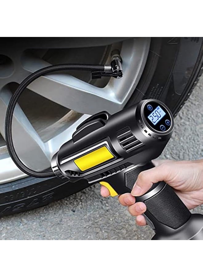Tire Inflator, Rechargeable Lithium Ion Battery Portable Handheld Fast Inflation Auto Tire Pump with Digital Pressure Gauge for Car Motorcycles Tires - Image 1