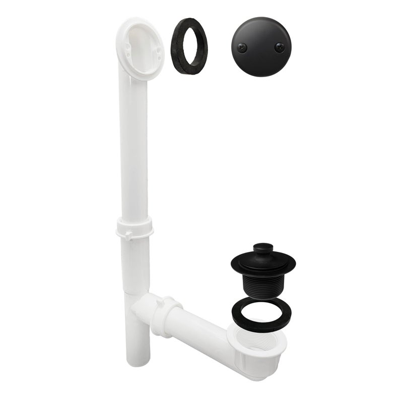 Westbrass 59724462 White 112 Tubular Pull Drain Bath Waste Drain Kit with 2Hole Overflow Faceplate Matte Black - Image 2