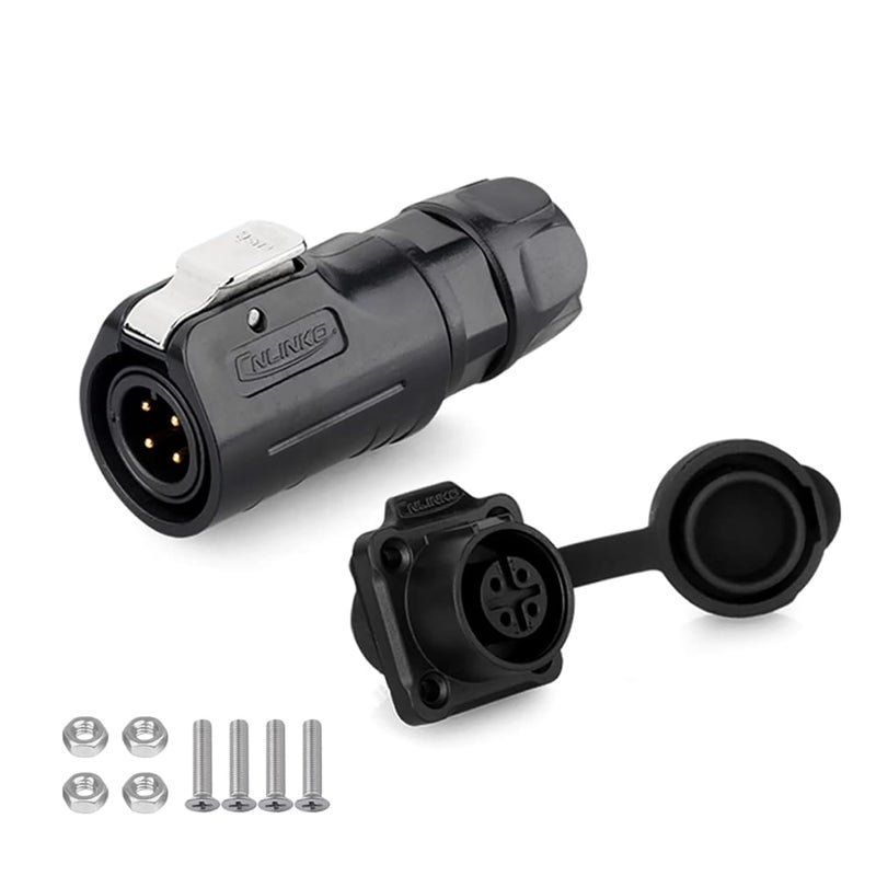 CNLINKO M12 4Pin Waterproof Connector PBT Plastic DC 12V Cable Panel Mount Male Female Plug Mount For Medical 4 Pin