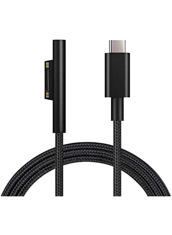 Nylon Braided Charging Cable for Microsoft Surface Pro 7/6/5/4/3Go3/2/1 Laptop 4/3/2/1 (Black, 6ft) - Image 1